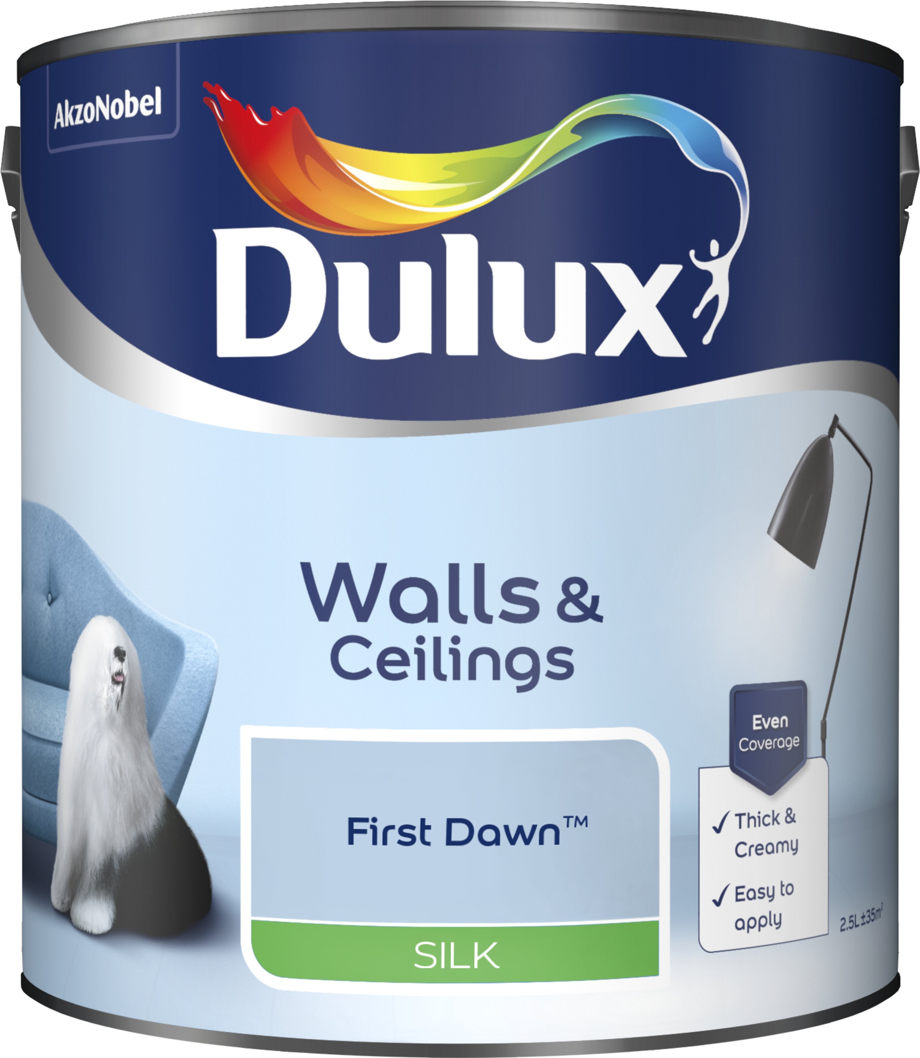 Dulux Silk Emulsion Paint For Walls And Ceilings - First Dawn 2.5L Garden & Diy  Home Improvements  