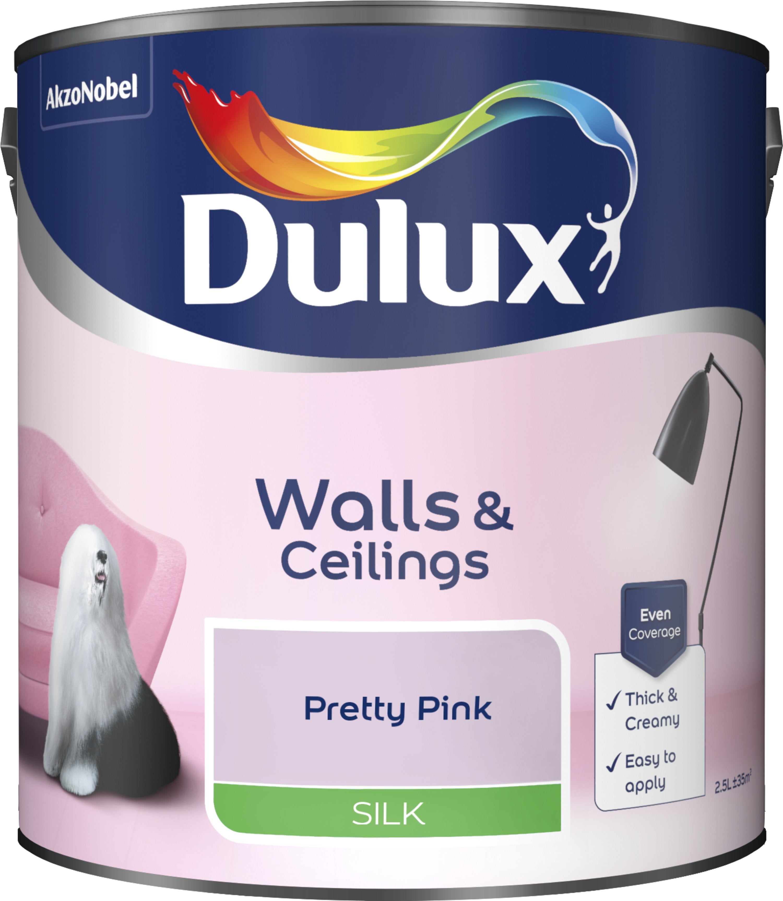 Dulux Silk Emulsion Paint For Walls And Ceilings - Pretty Pink 2.5L Garden & Diy  Home Improvements
