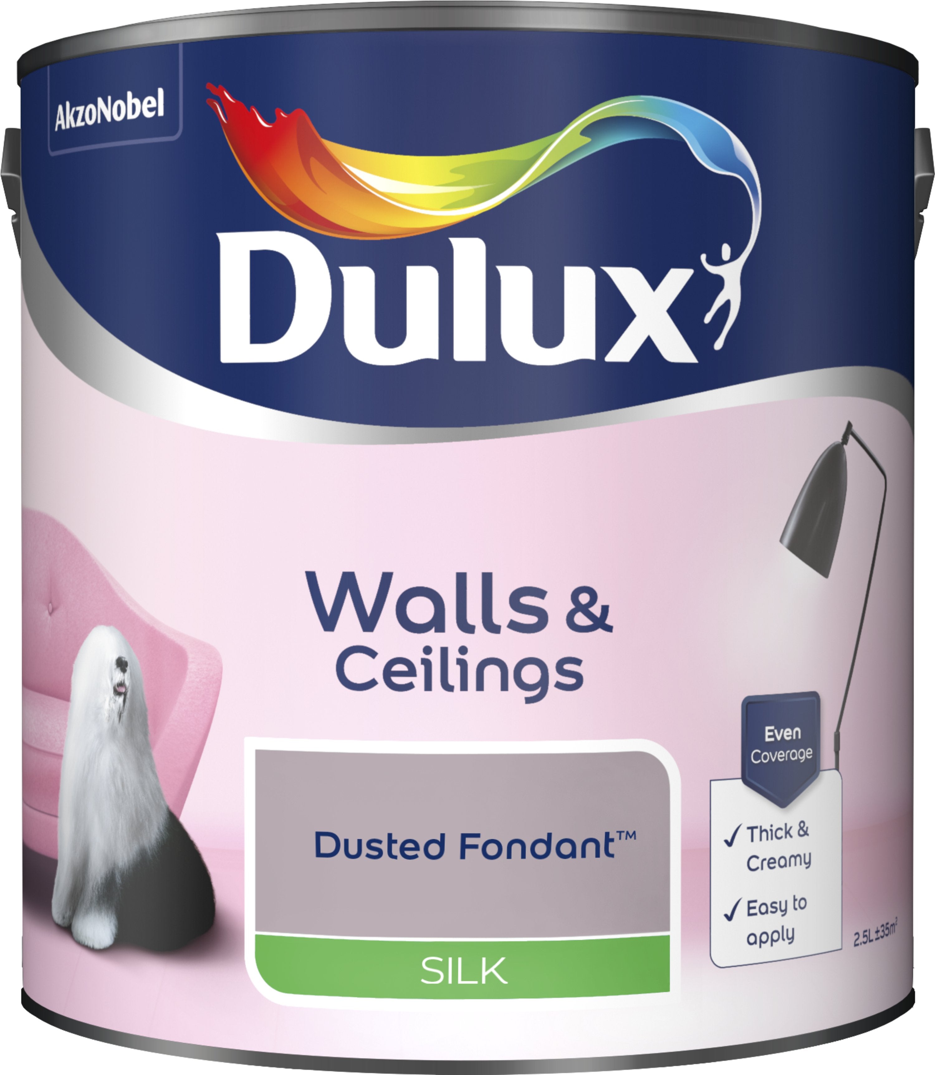 Dulux Silk Emulsion Paint For Walls And Ceilings - Dusted Fondant 2.5L Garden & Diy  Home