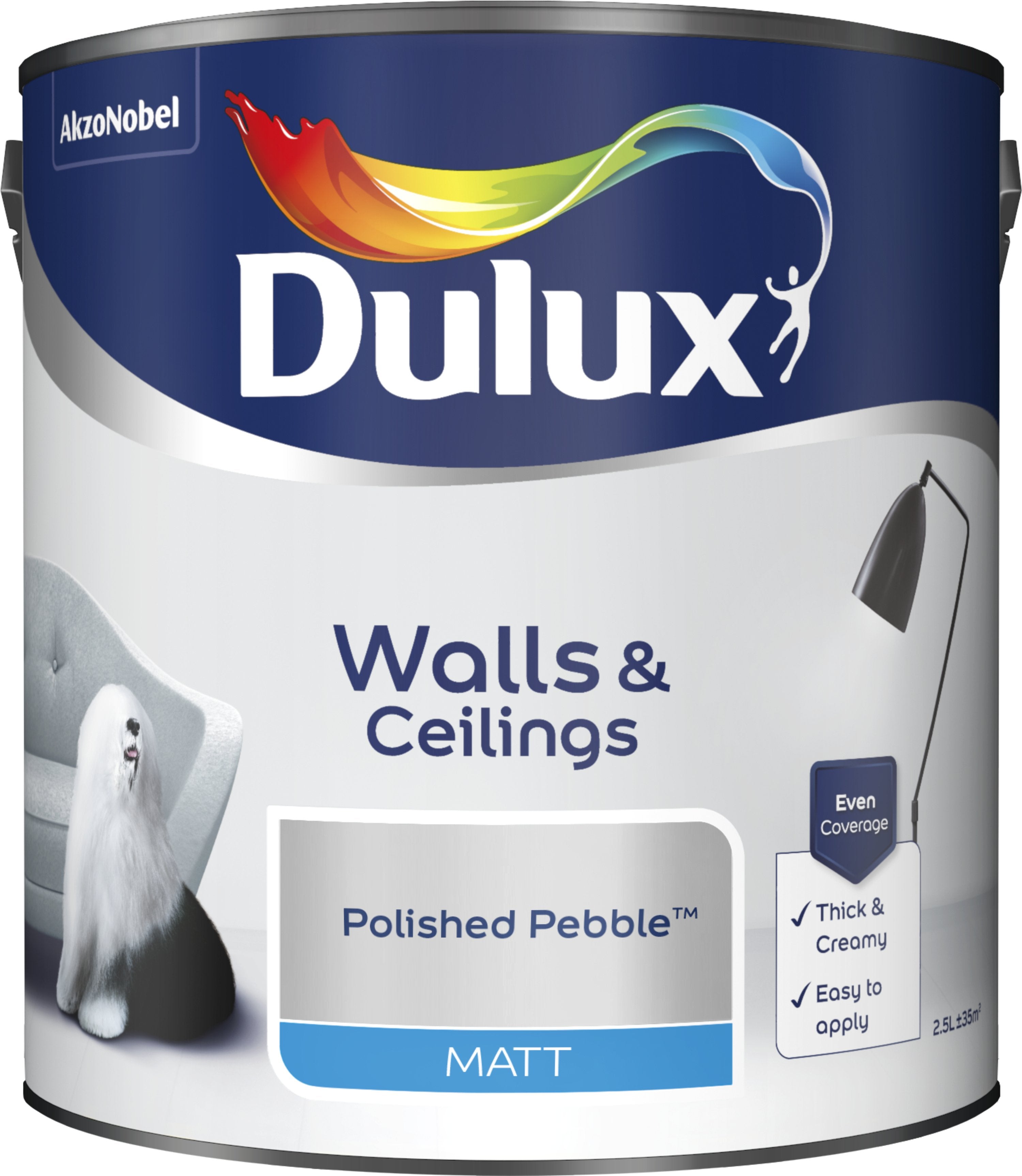 Dulux Matt Emulsion Paint For Walls And Ceilings - Polished Pebble 2.5L Garden & Diy  Home
