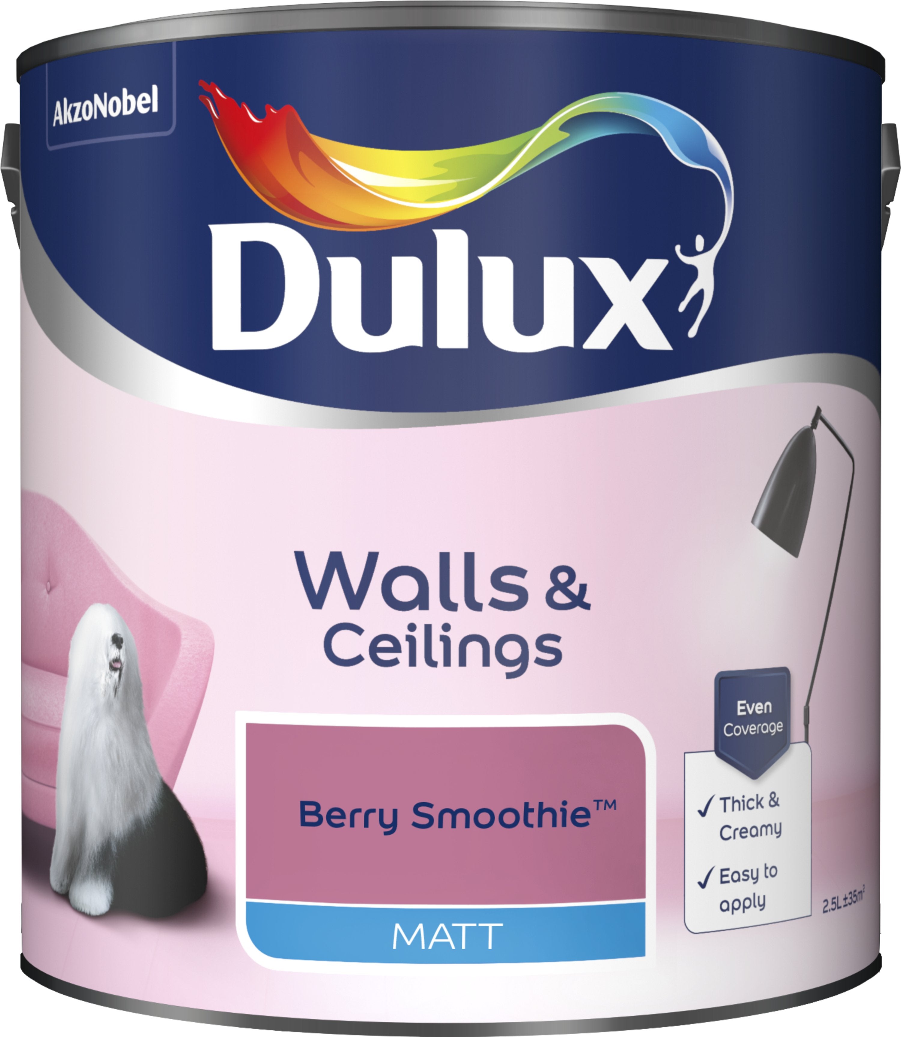 Dulux Matt Emulsion Paint For Walls And Ceilings - Berry Smoothie 2.5L Garden & Diy  Home