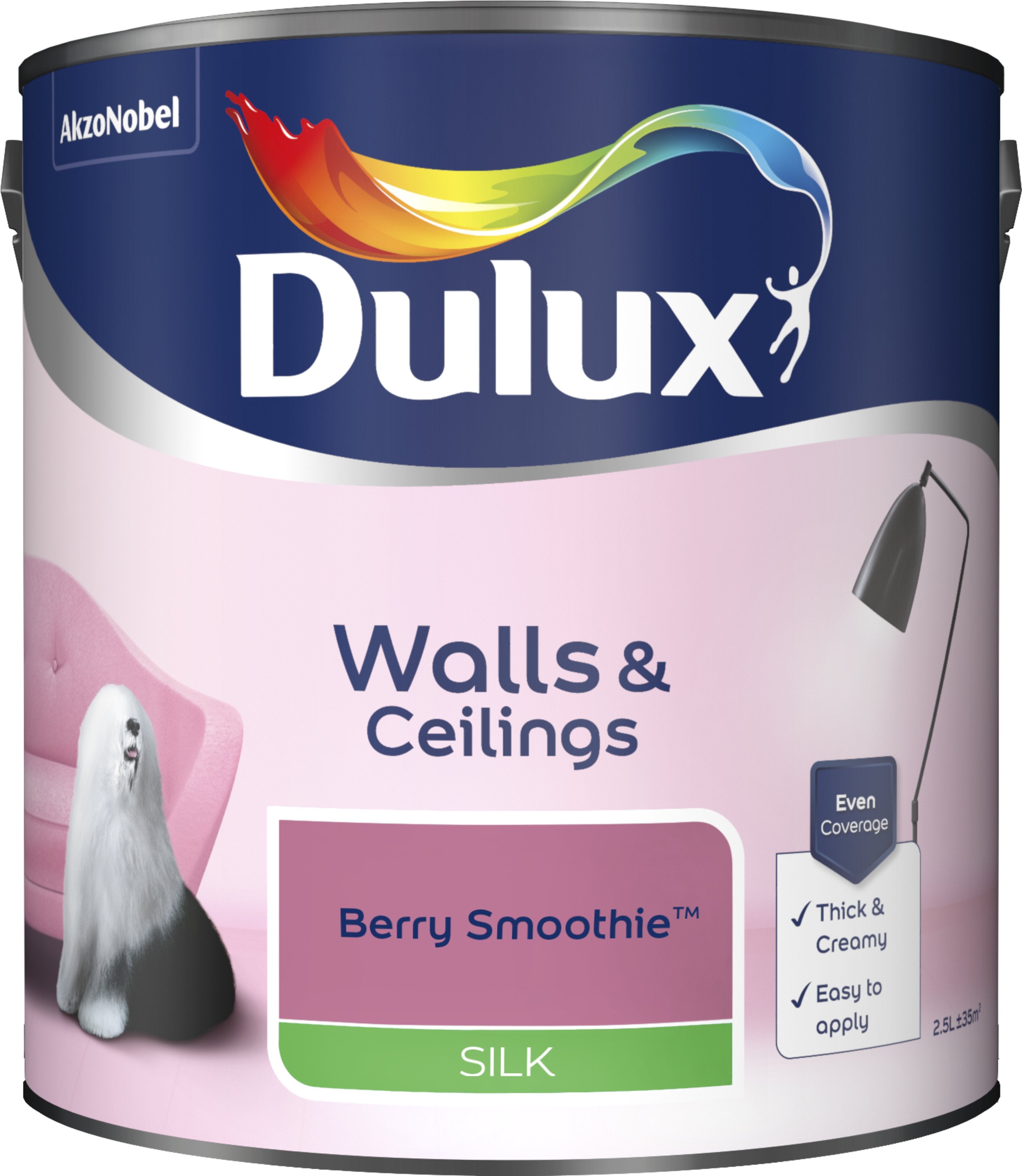 Dulux Silk Emulsion Paint For Walls And Ceilings - Berry Smoothie 2.5L Garden & Diy  Home