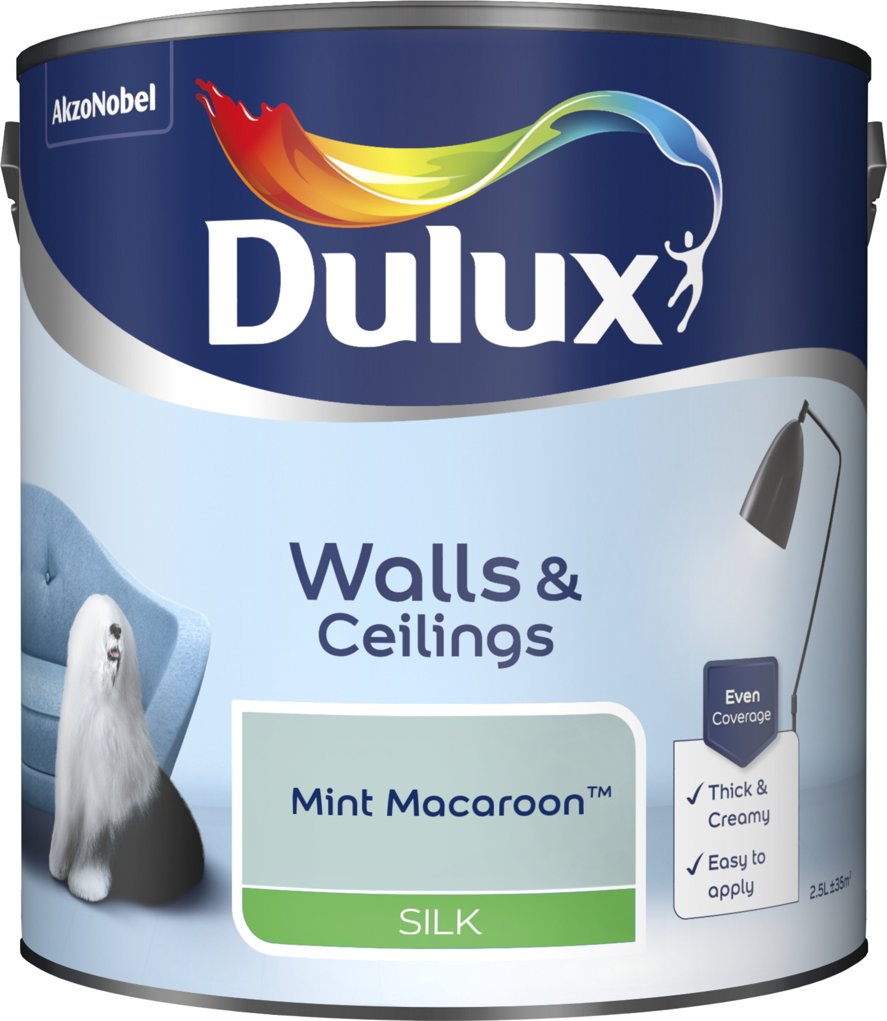 Dulux Silk Emulsion Paint For Walls And Ceilings - Mint Macaroon 2.5L Garden & Diy  Home