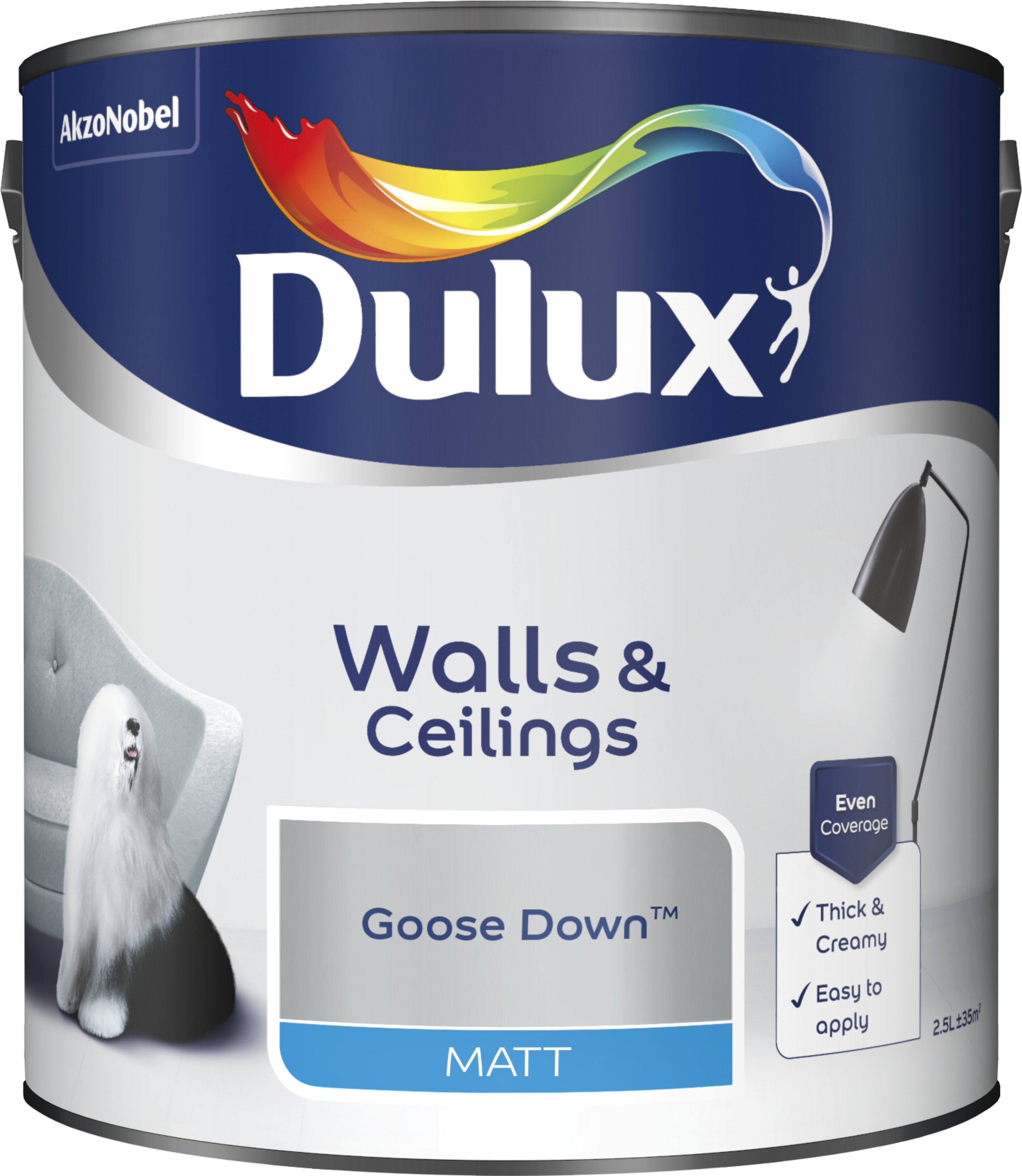 Dulux Matt Emulsion Paint For Walls And Ceilings - Goose Down 2.5L Garden & Diy  Home Improvements  