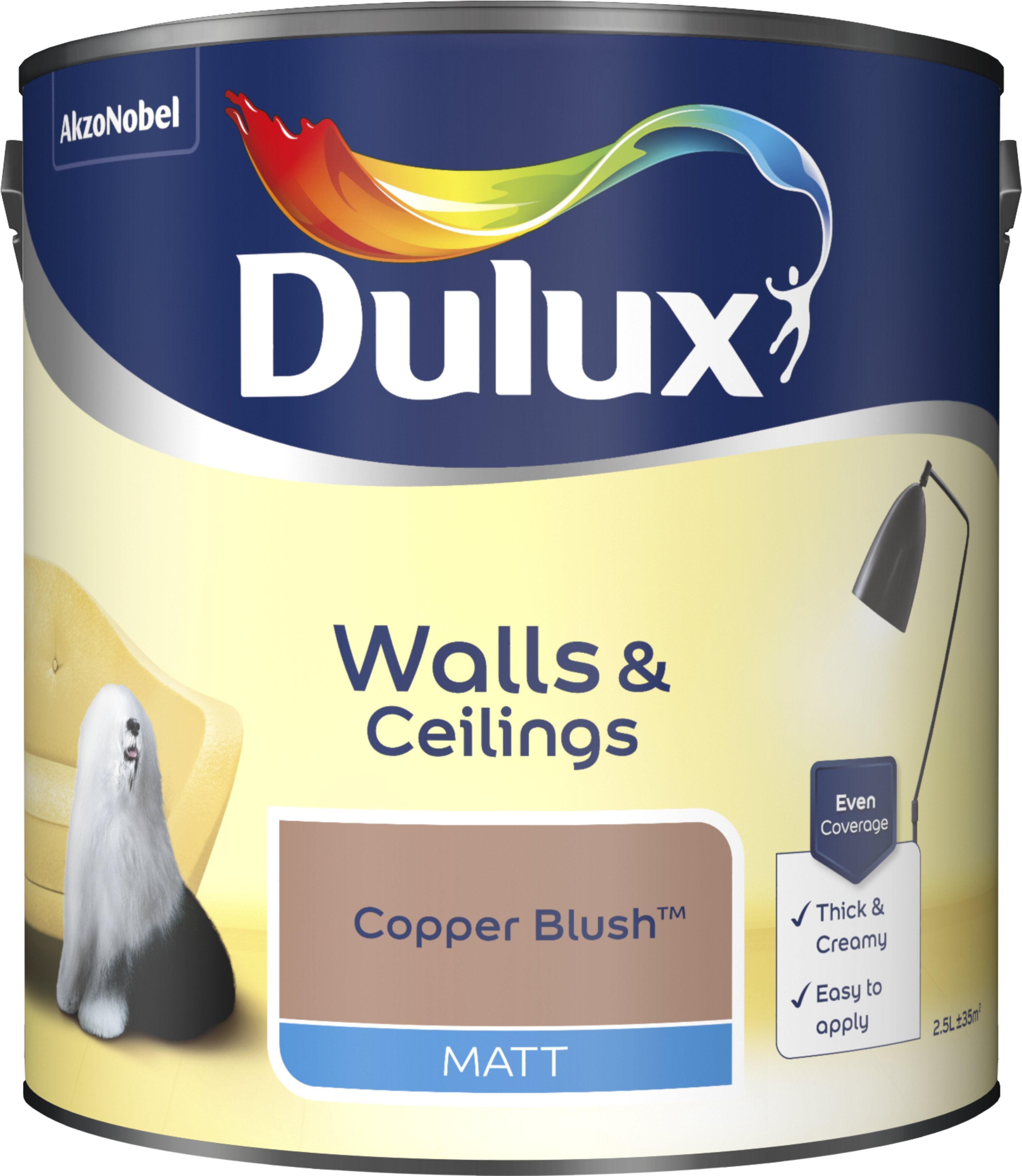 Dulux Matt Emulsion Paint For Walls And Ceilings - Copper Blush 2.5L Garden & Diy  Home Improvements