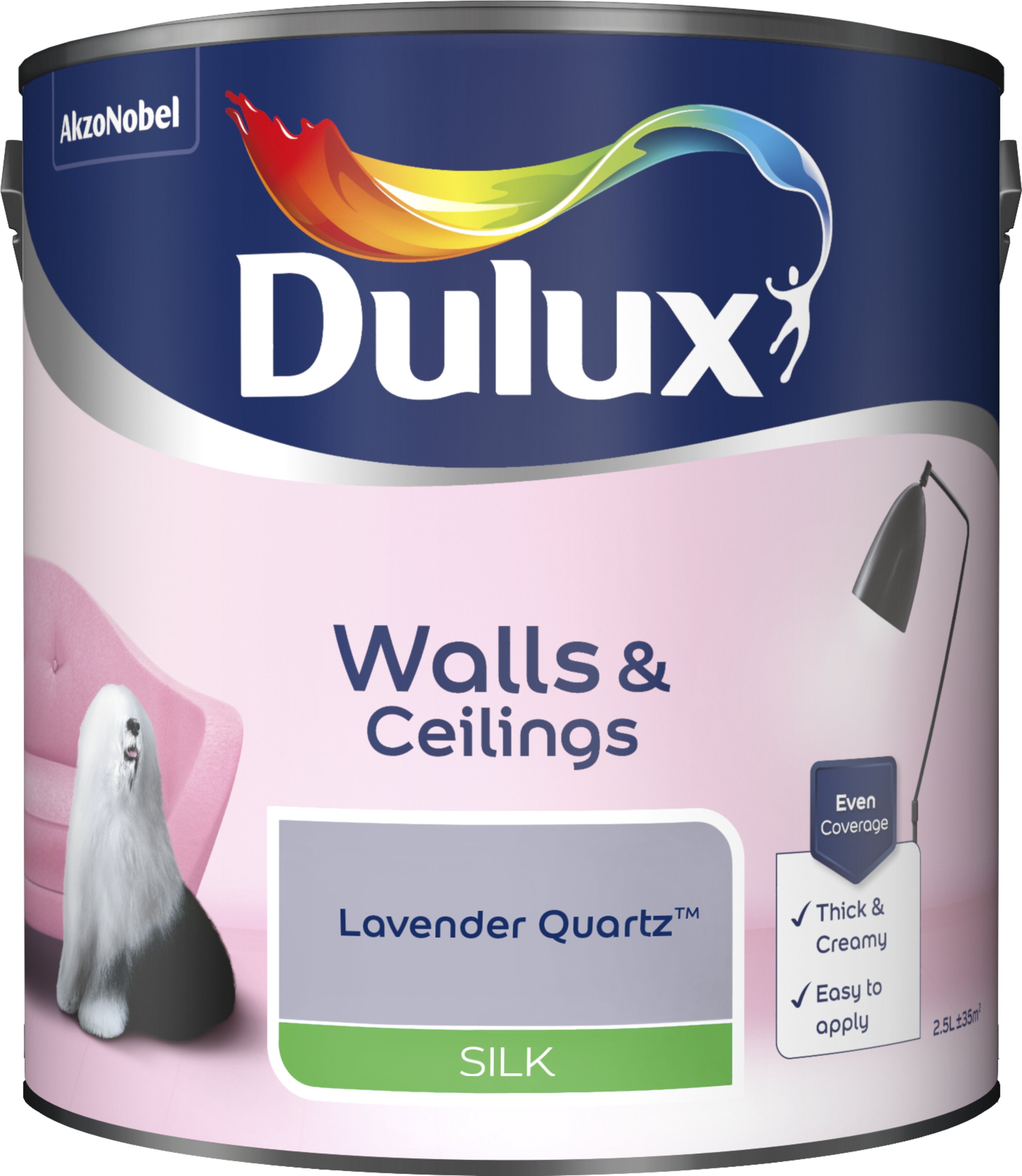 Dulux Silk Emulsion Paint For Walls And Ceilings - Lavender Quartz 2.5L Garden & Diy  Home