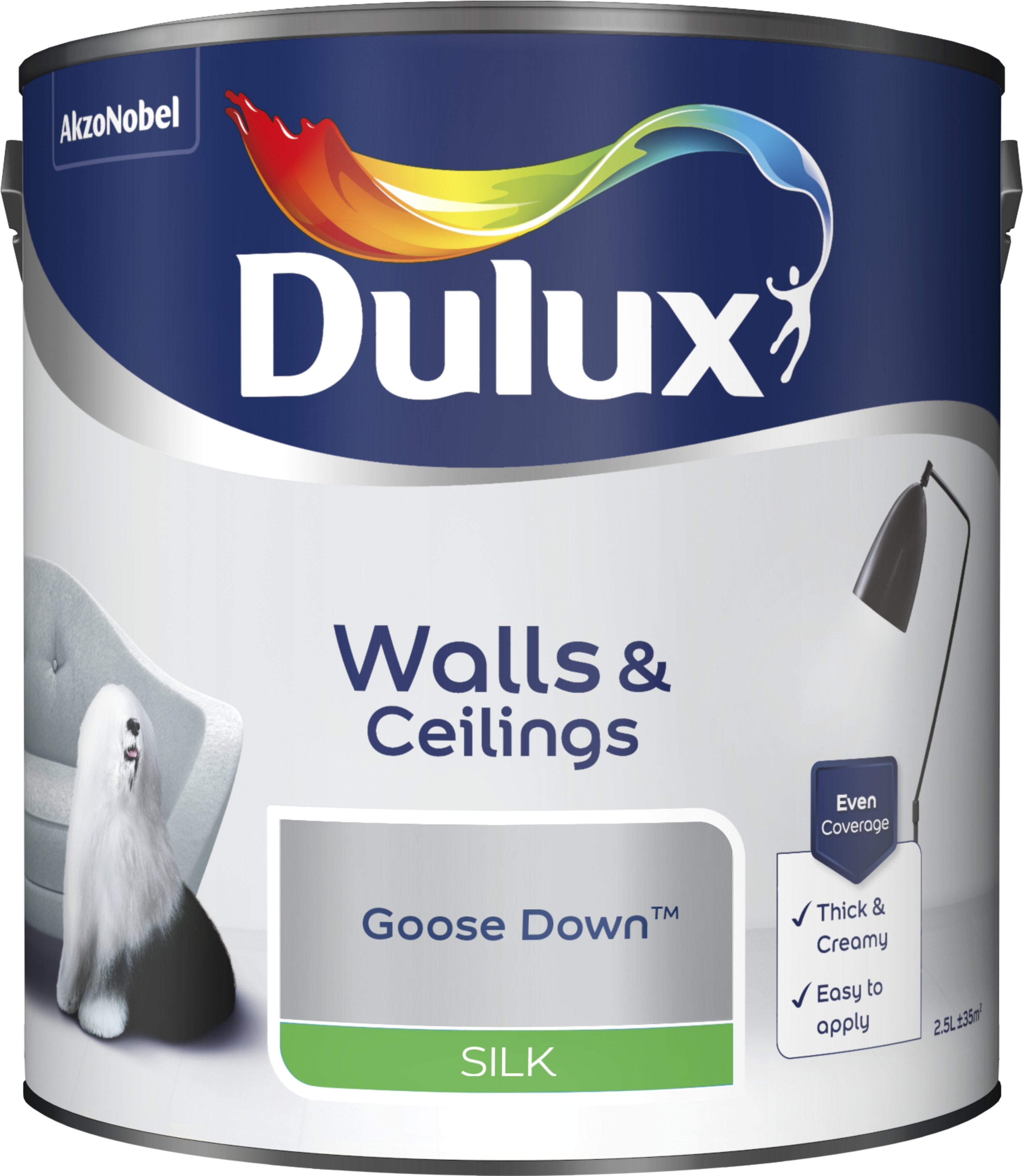 Dulux Silk Emulsion Paint For Walls And Ceilings - Goose Down 2.5L Garden & Diy  Home Improvements  