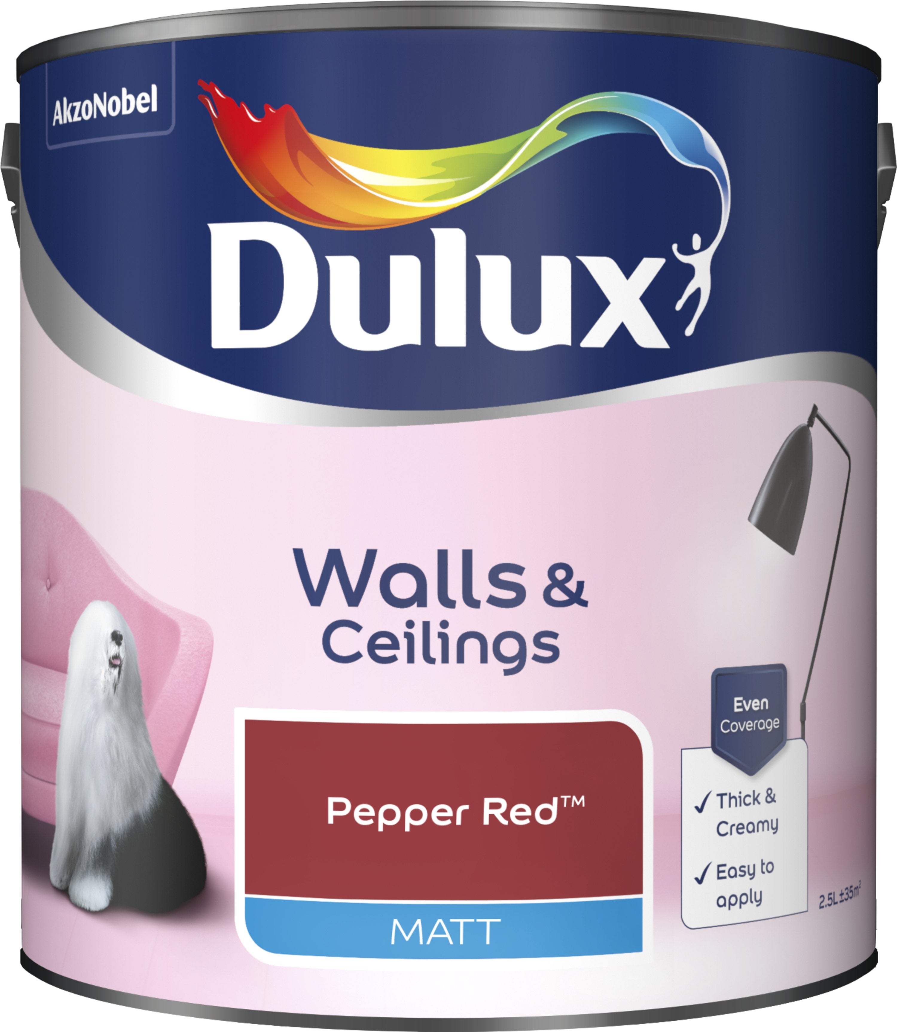 Dulux Matt Emulsion Paint For Walls And Ceilings - Pepper Red 2.5L Garden & Diy  Home Improvements  
