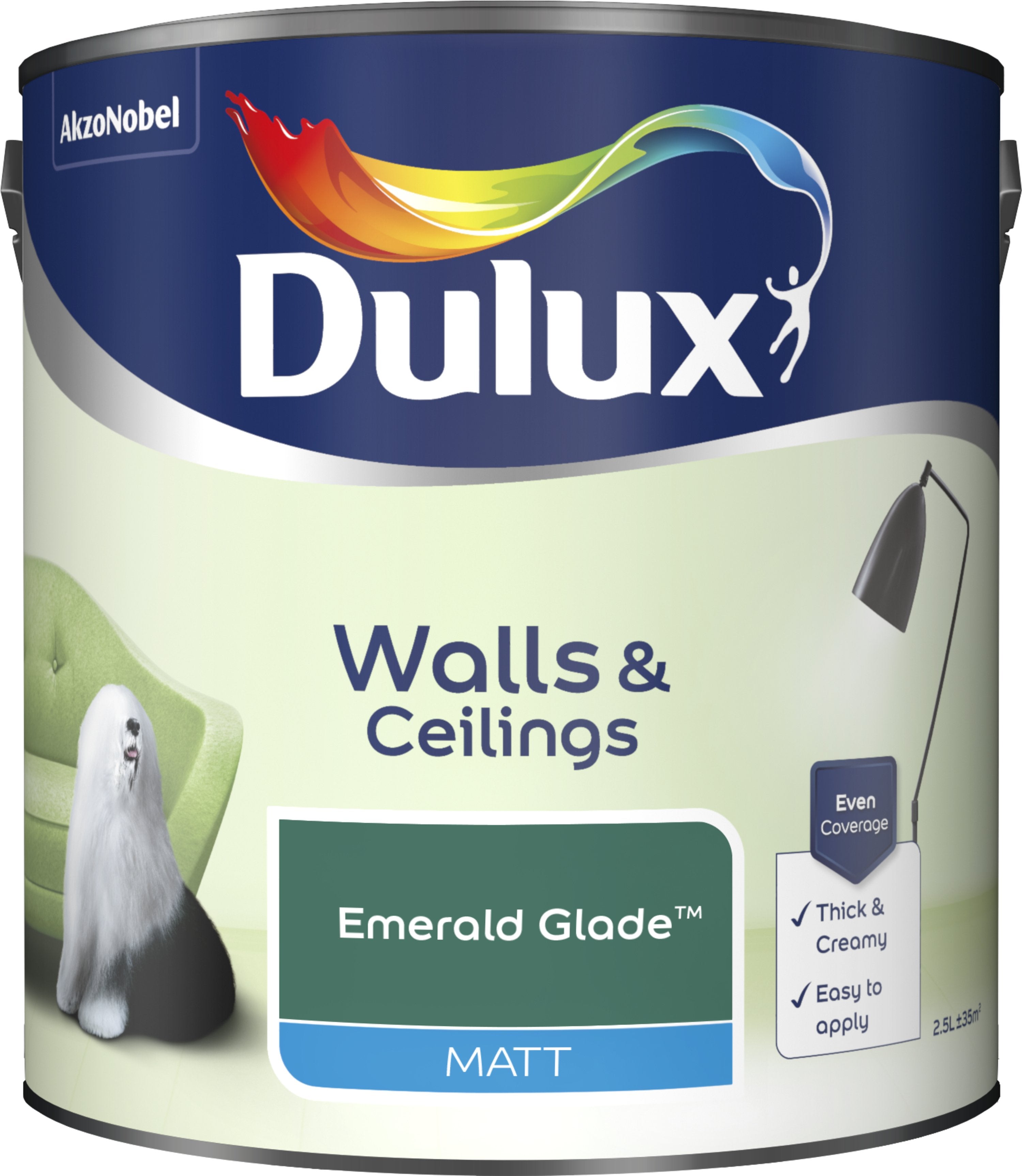 Dulux Matt Emulsion Paint For Walls And Ceilings - Emerald Glade 2.5L Garden & Diy  Home