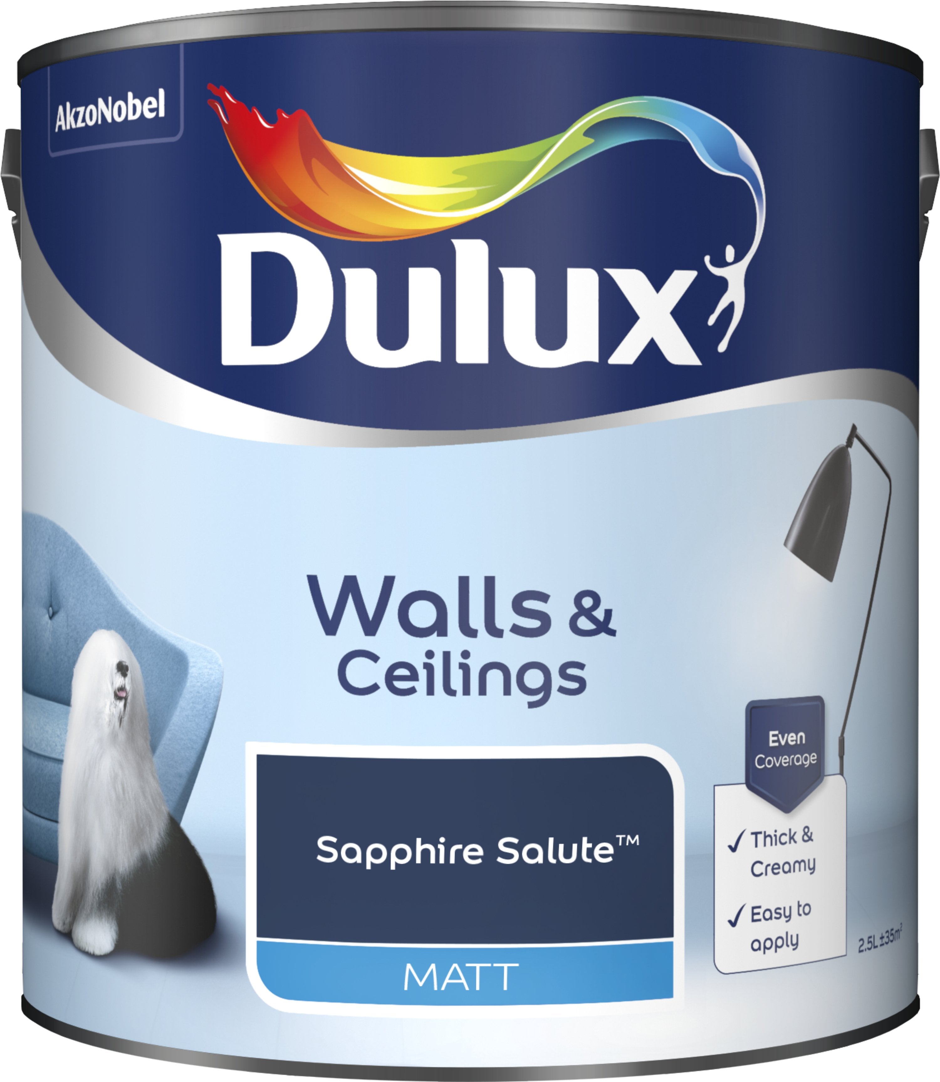 Dulux Matt Emulsion Paint For Walls And Ceilings - Sapphire Salute 2.5L Garden & Diy  Home