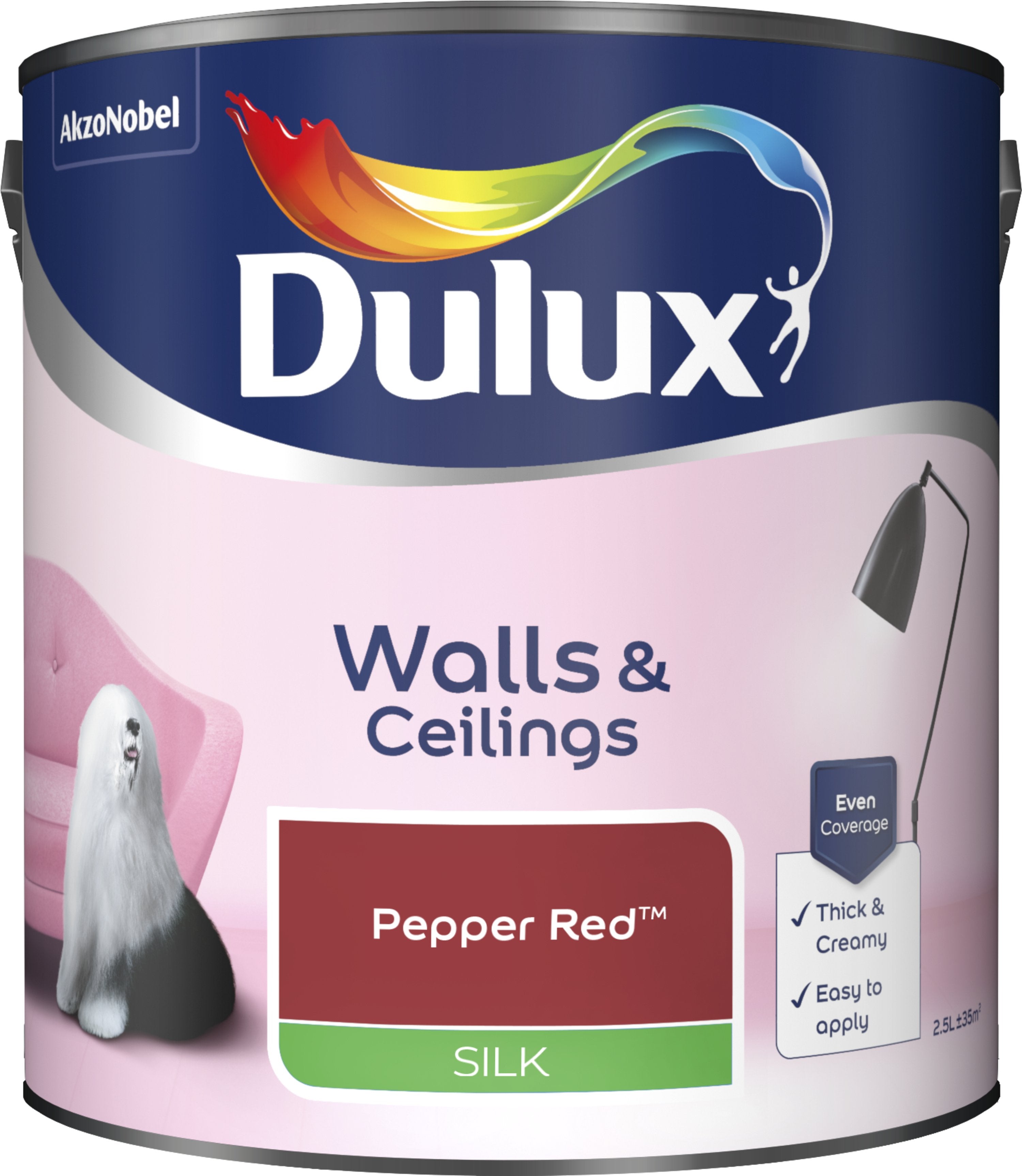 Dulux Silk Emulsion Paint For Walls And Ceilings - Pepper Red 2.5L Garden & Diy  Home Improvements  