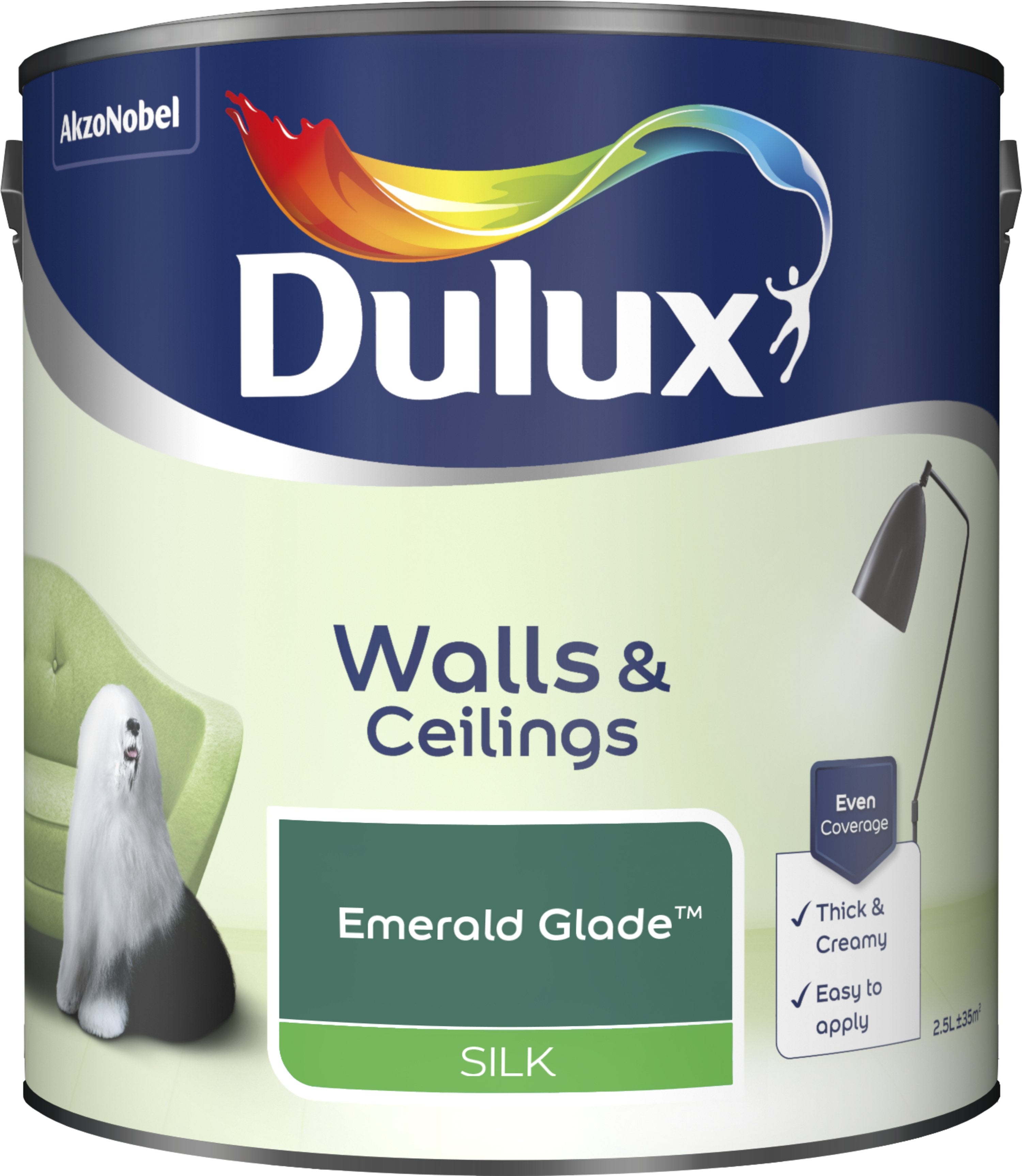 Dulux Silk Emulsion Paint For Walls And Ceilings - Emerald Glade 2.5L Garden & Diy  Home