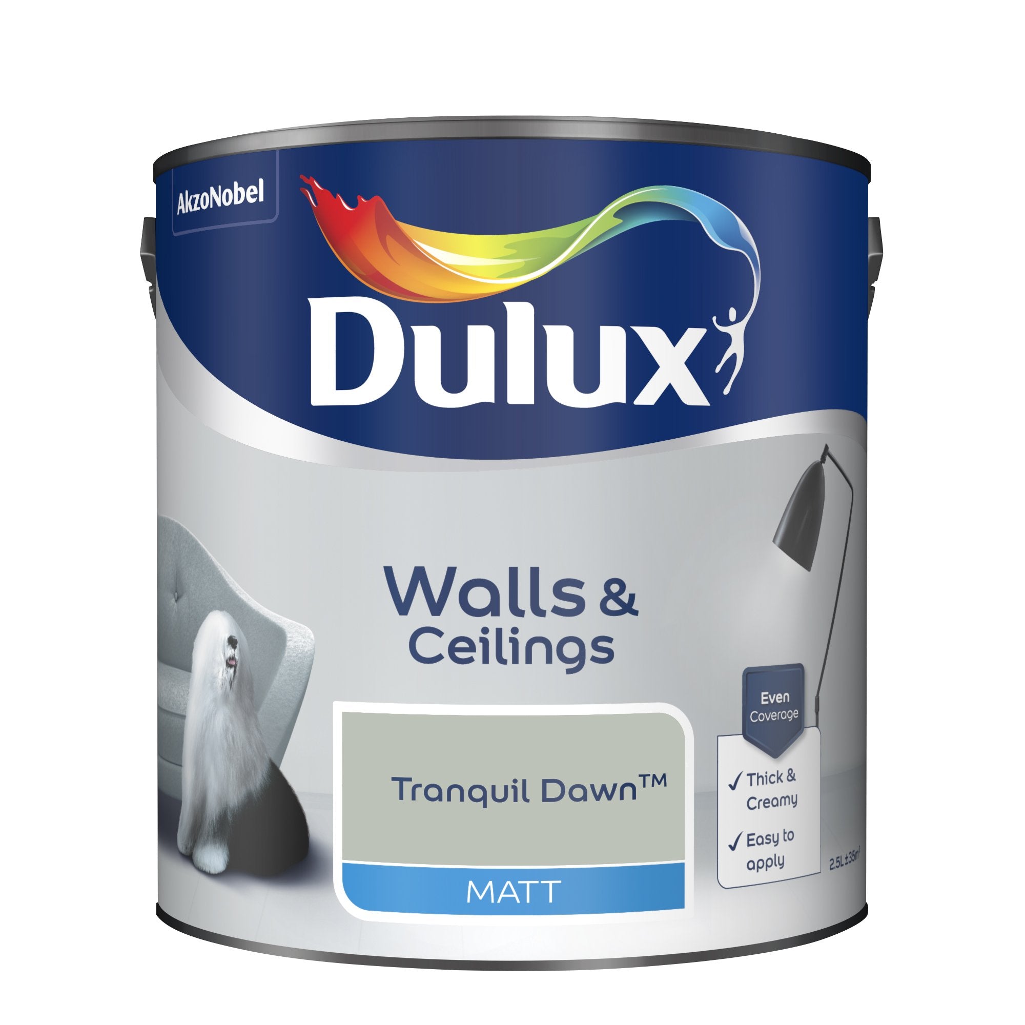 Dulux Matt Emulsion Paint For Walls And Ceilings - Tranquil Dawn 2.5L Garden & Diy  Home