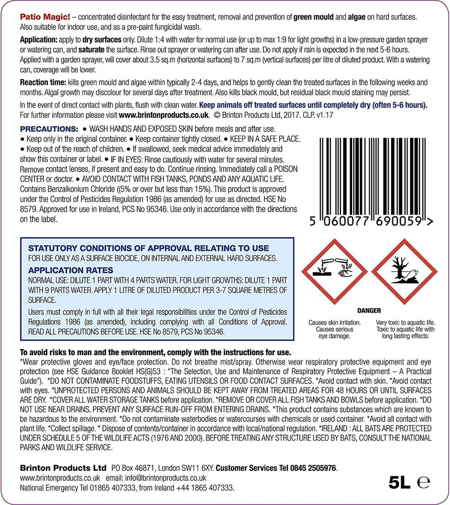 Patio Magic Concentrate For Patios, Paths & Driveways 5L Ample