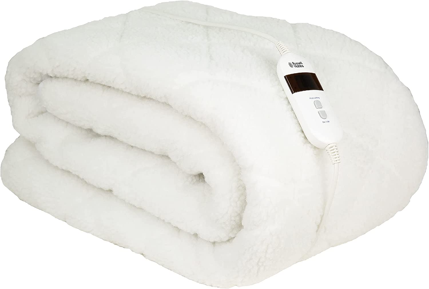 Russell Hobbs Electric Blanket Sherpa Fleece Heated Super King Fitted Underblanket