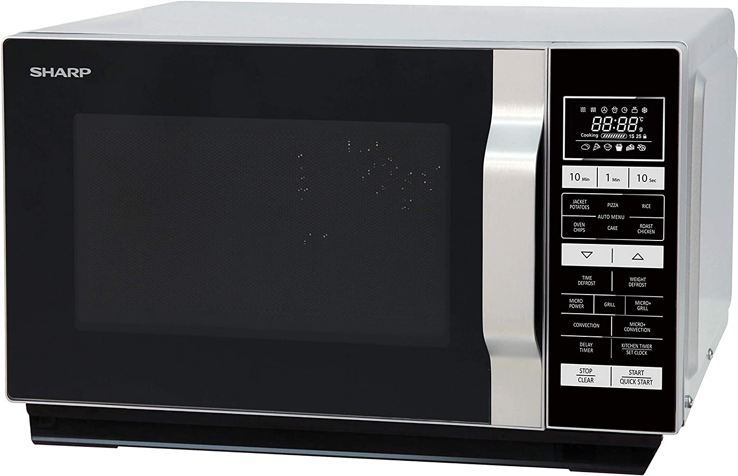 Sharp R860SLM Combination Flatbed Microwave Oven 25 Litre capacity 900W, Silver