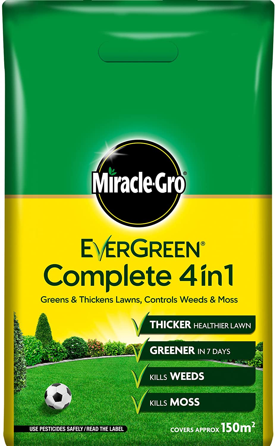 Miracle-Gro Complete 4 in 1 Lawn Food 150 m2 (New 'Easy Carry' Bag) Lawn food Weed & Moss Control