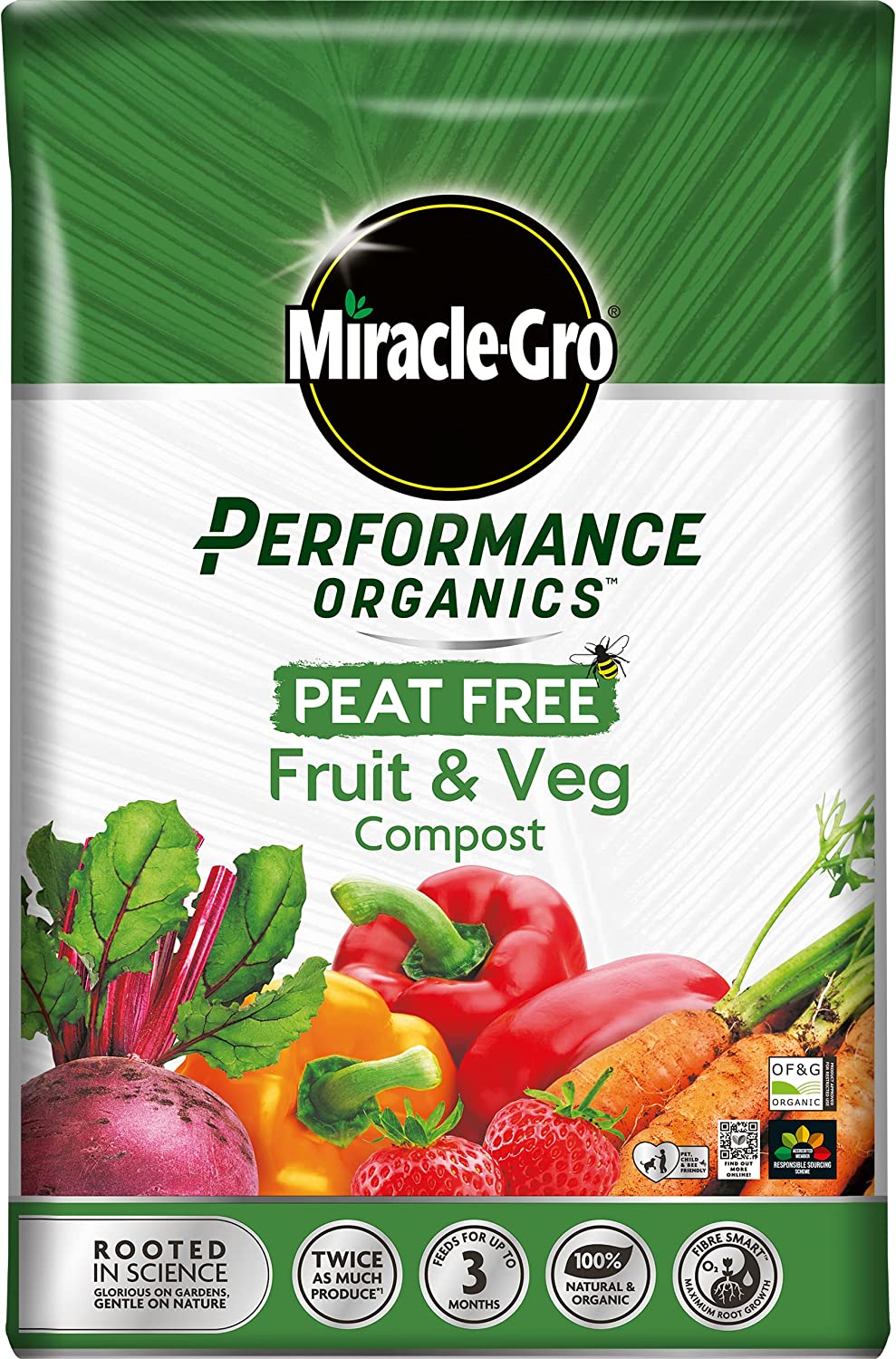 Miracle-Gro Performance Organics Fruit and Veg PEAT FREE Compost, 40L