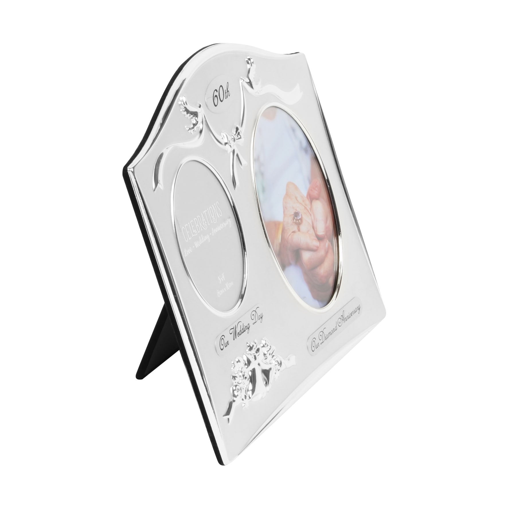 Two Tone Silverplated 60Th Diamond Wedding Anniversary Double Photo Frame Gifts Toys & Games