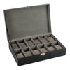 Harvey Makin Gents Black Textured Design Leather 12 Compartment Watch Case Storage Box Gifts Toys &