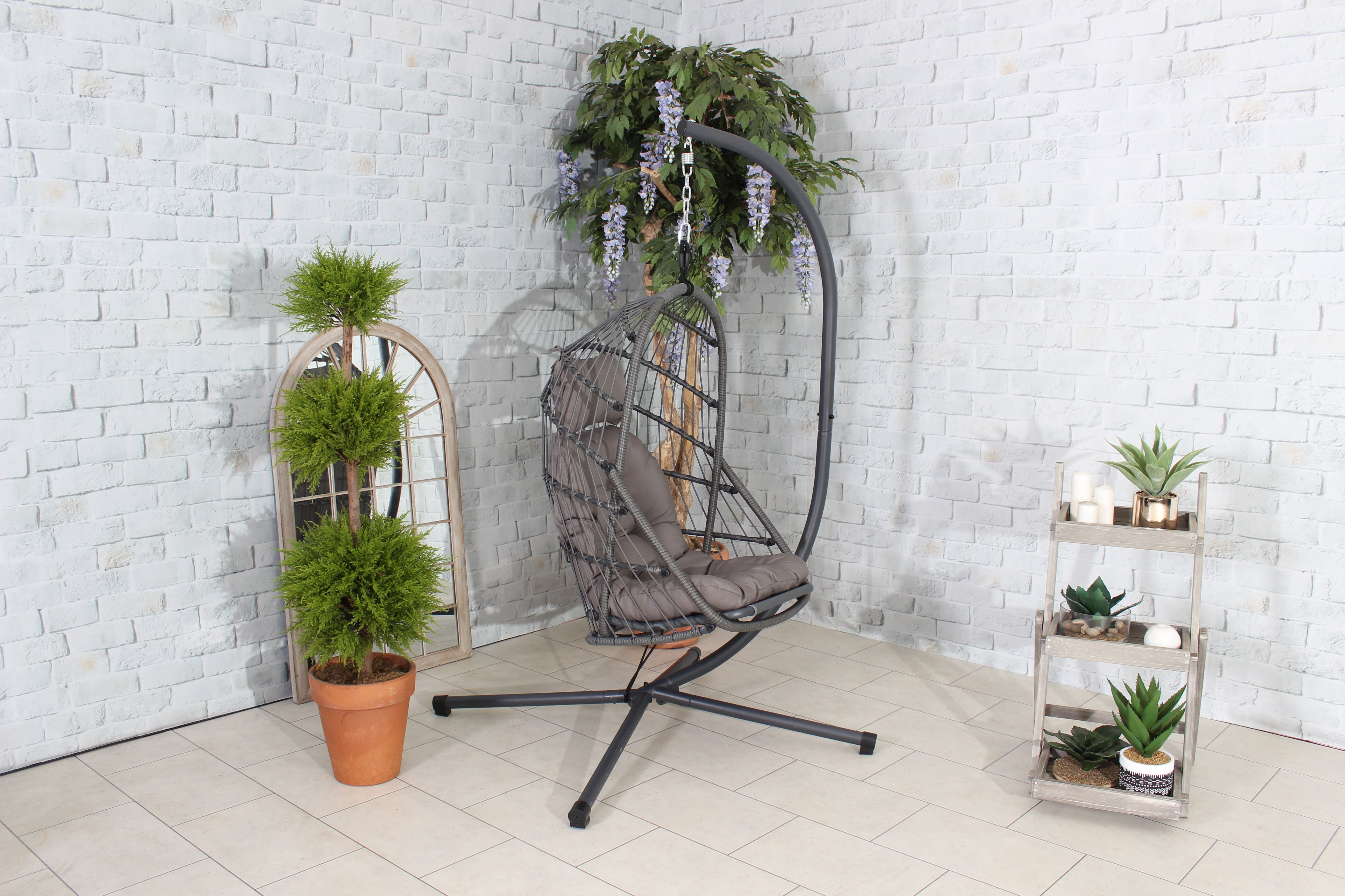 Royalcraft Grey Relaxer Hanging Egg Pod Chair