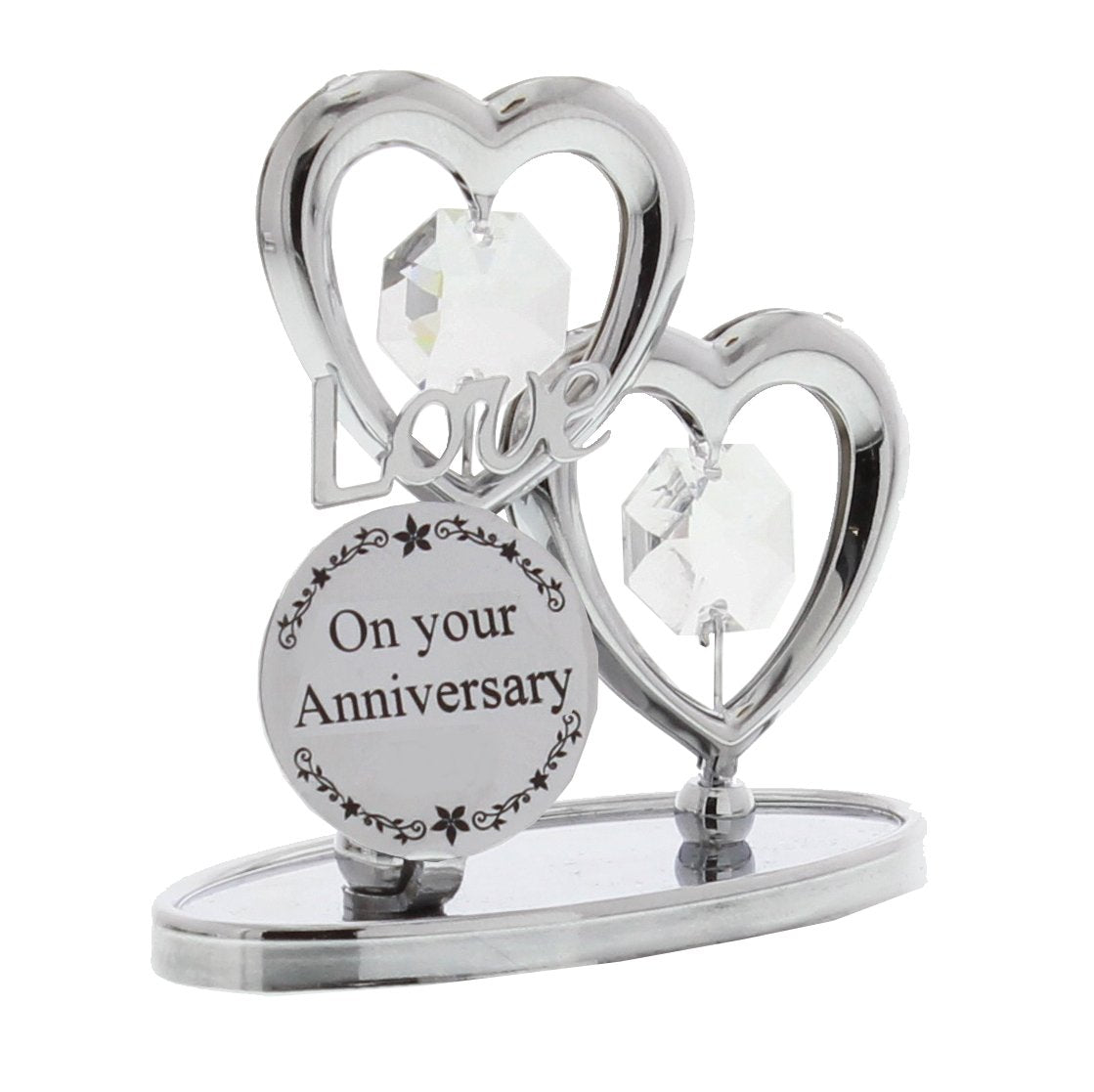 Crystocraft-Keepsake-Gift-Chrome-Plated-On-Your-Anniversary-Gift-Ornament-Love-Hearts-with-Swarvoski-Crystal-Elements