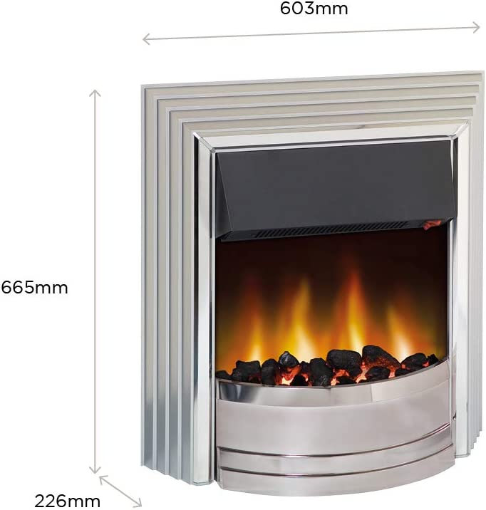 Dimplex Castillo Freestanding Optiflame Electric Fire, with LED Flames – Chrome/Silver