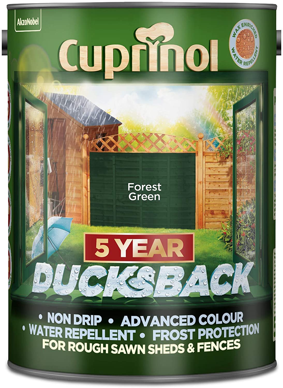 Cuprinol Ducksback 5 Year Waterproof For Sheds And Fences - Forest Green Litre Garden & Diy Home
