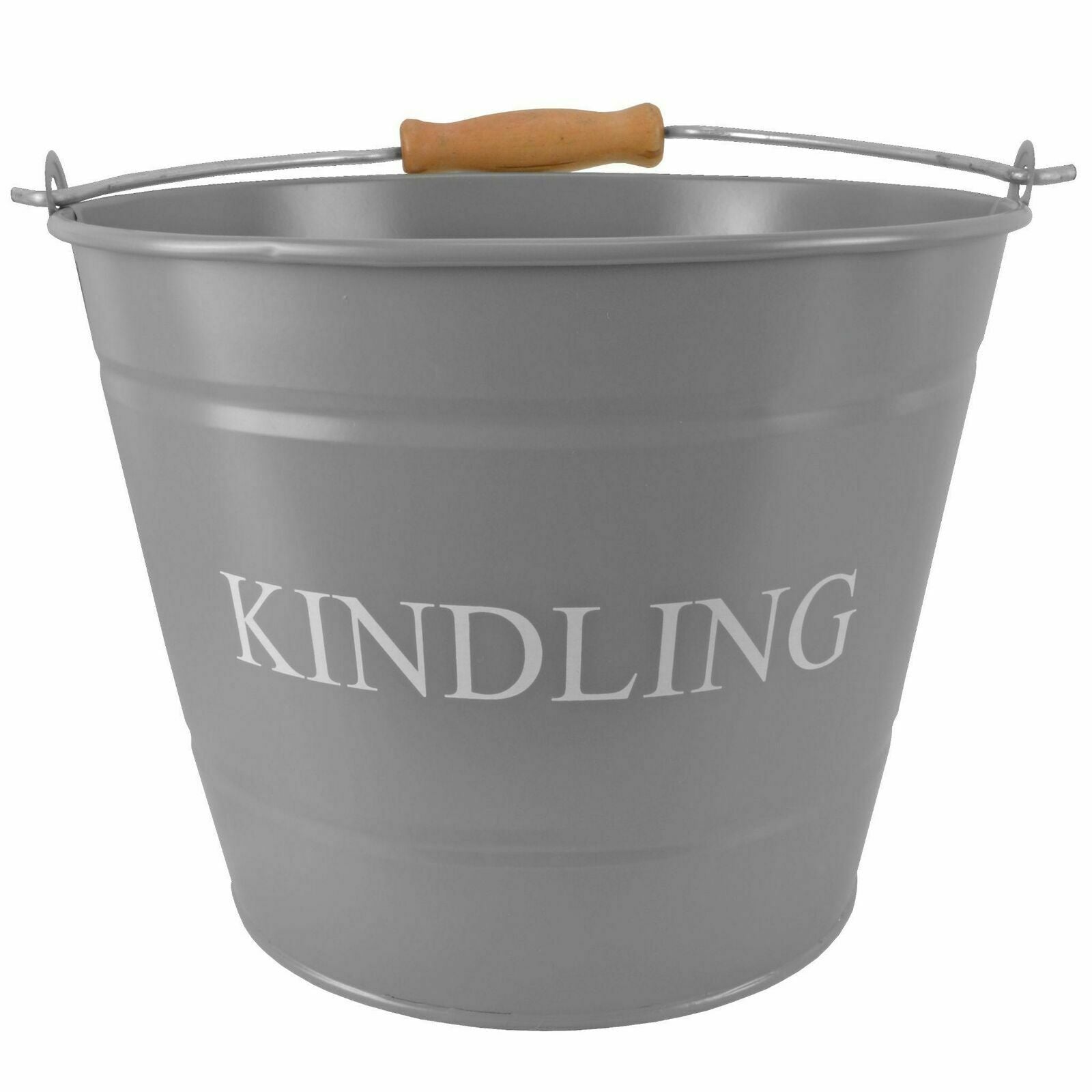Manor-Small-Kindling-Bucket-with-Wooden-Handle-23cm-Grey-Finish