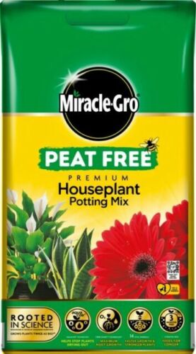 Miracle Gro Houseplant Potting Compost Mix Peat Free Enriched with Minerals 10L