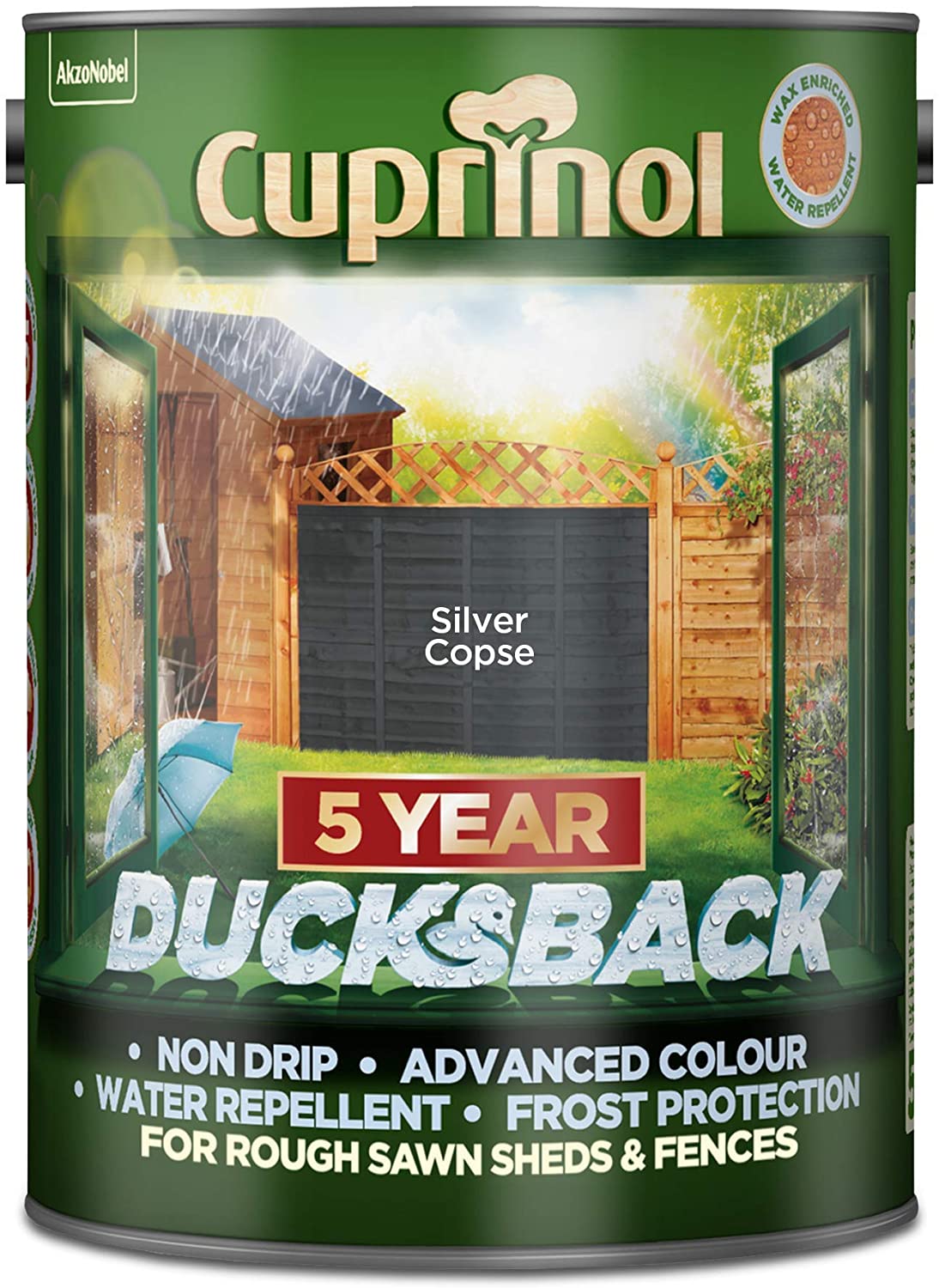 Cuprinol Ducksback 5 Year Waterproof For Sheds And Fences - Silver Copse Litre Garden & Diy Home