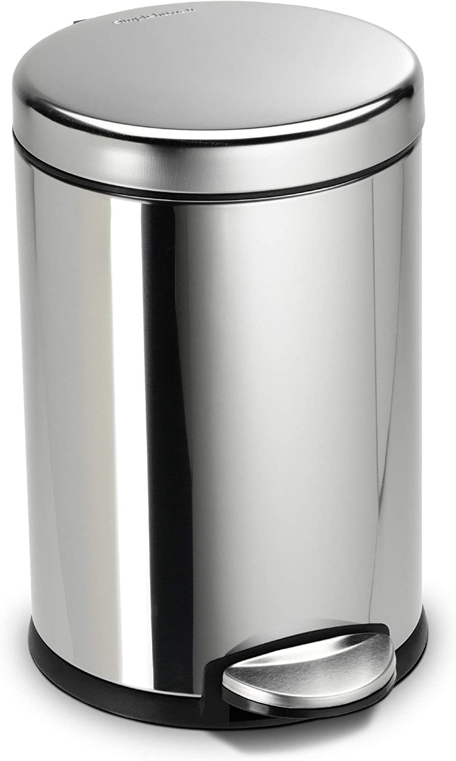 Simplehuman-Round-Pedal-Bin-Polished-Steel-4.5L